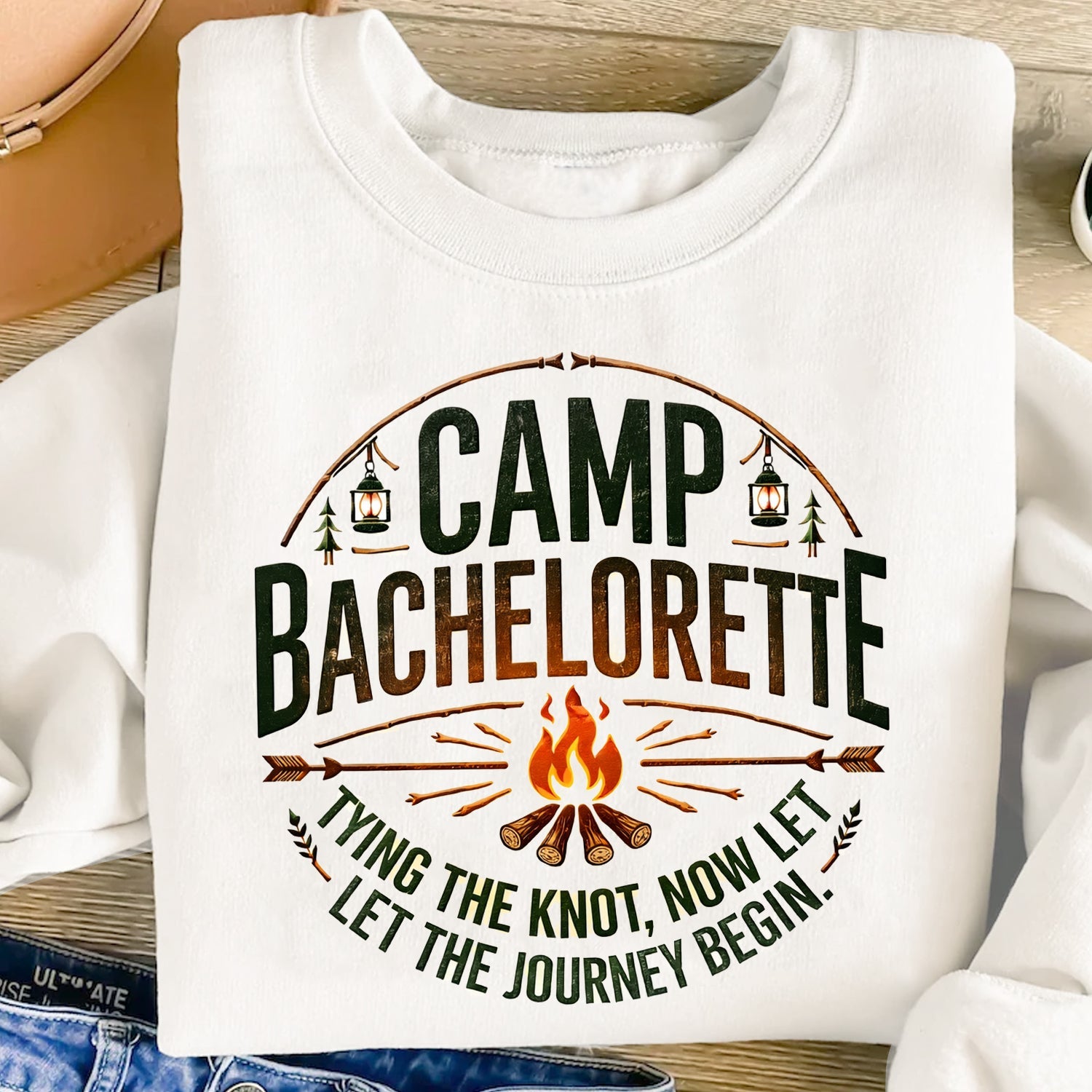Camp Bachelorette T-Shirt – Tying the Knot Camping Tee, Bride to Be Outdoor Party Gift