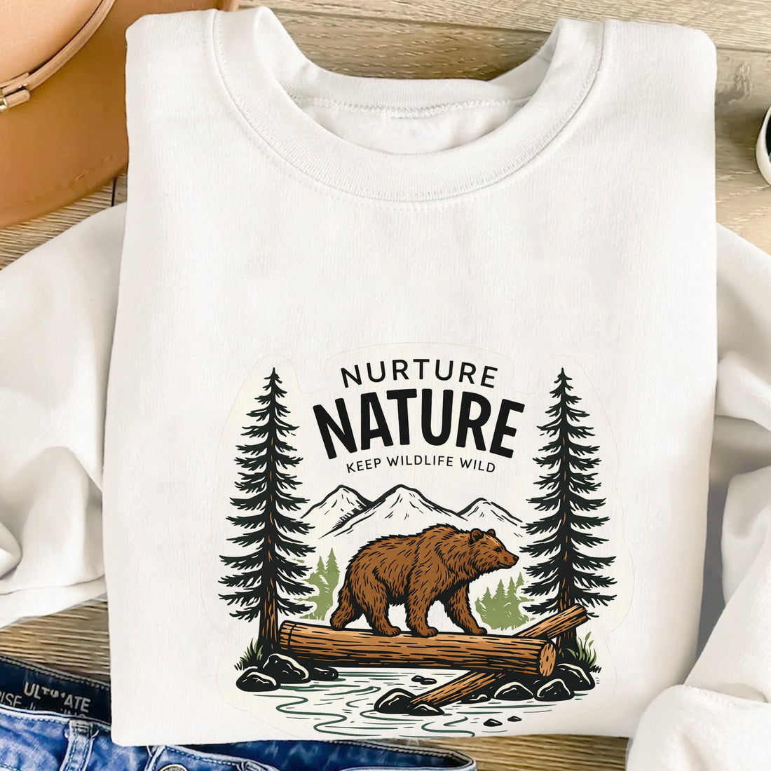 Nurture Nature Bear T-Shirt – Wildlife Conservation Camping Tee, Nature Lover Outdoor Shirt