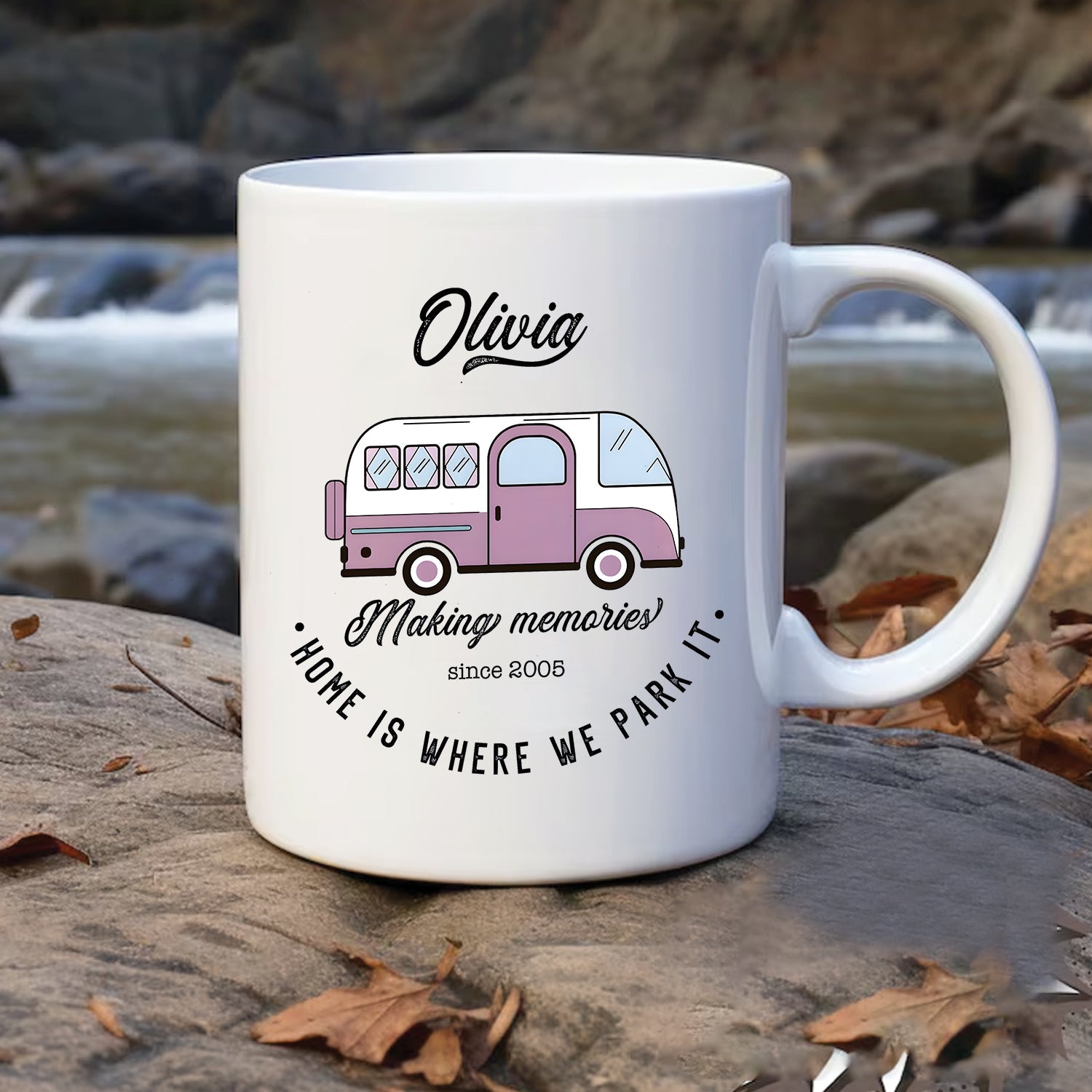 Personalized Mug Camping Gift for Couples Who Love Adventures Together – Custom Camp Name Coffee Mugs, Romantic Outdoor Gift