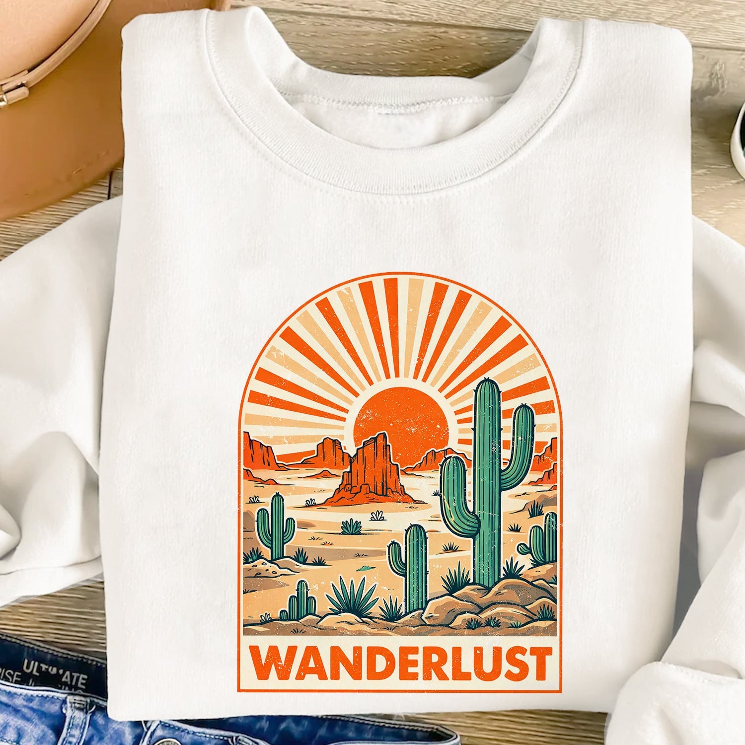 Wanderlust Desert T-Shirt – Vintage Southwest Cactus Graphic Tee for Travel Lovers