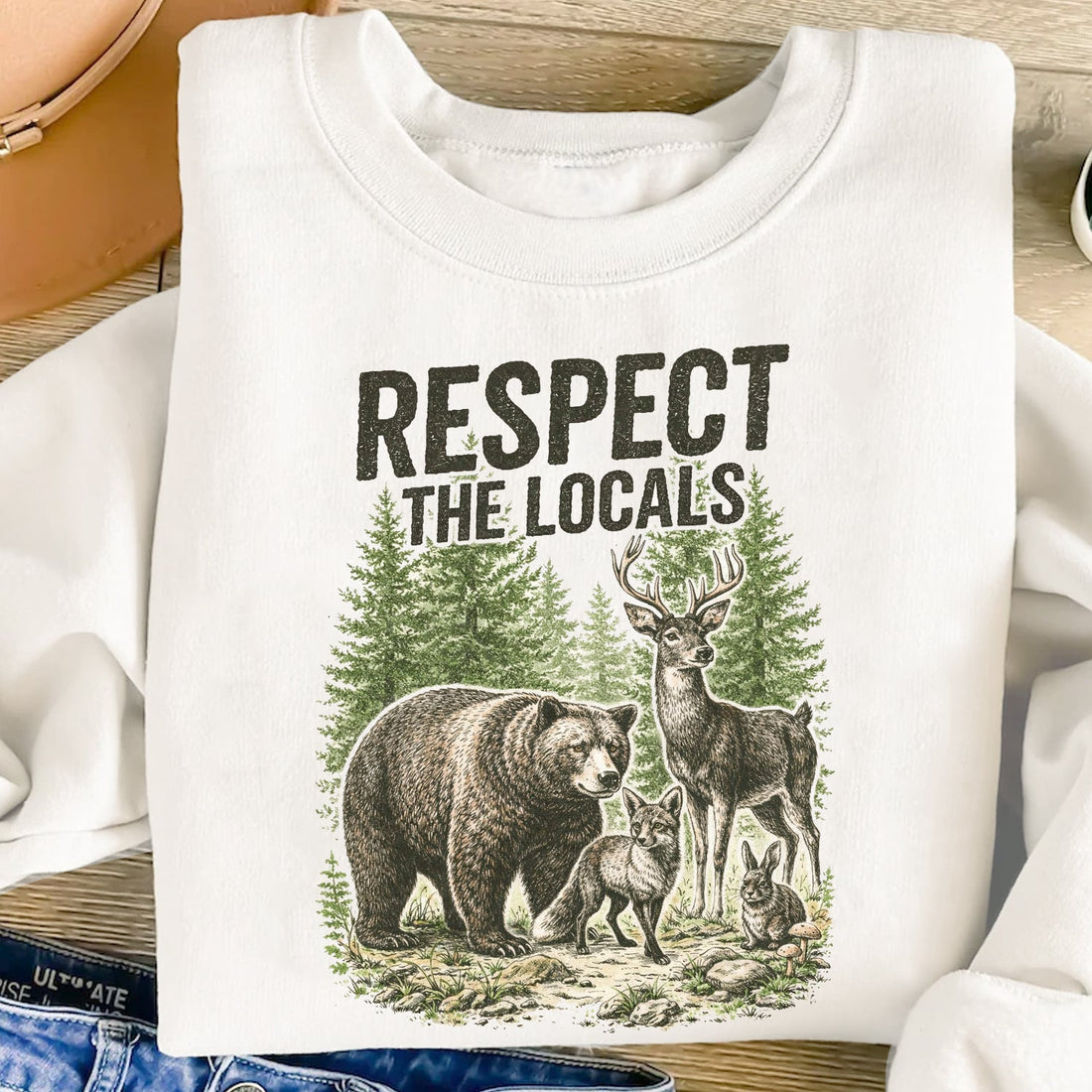 Respect The Locals Shirt - Funny Wildlife Camping Gift Nature Lover Outdoor Hiking Humor Tee