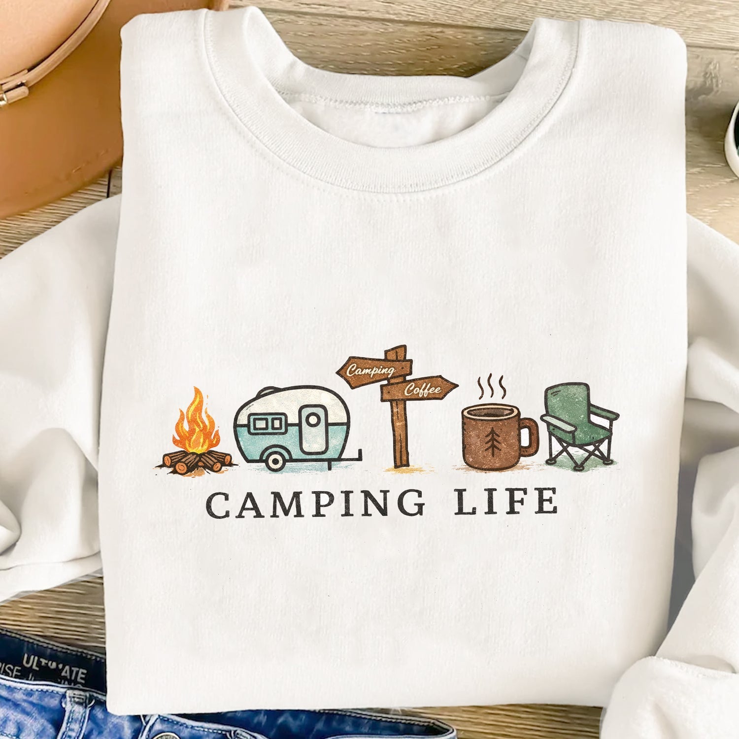 Camping Life T-Shirt – Coffee Campfire RV Shirt, Outdoor Camping Lover Gift for Men & Women