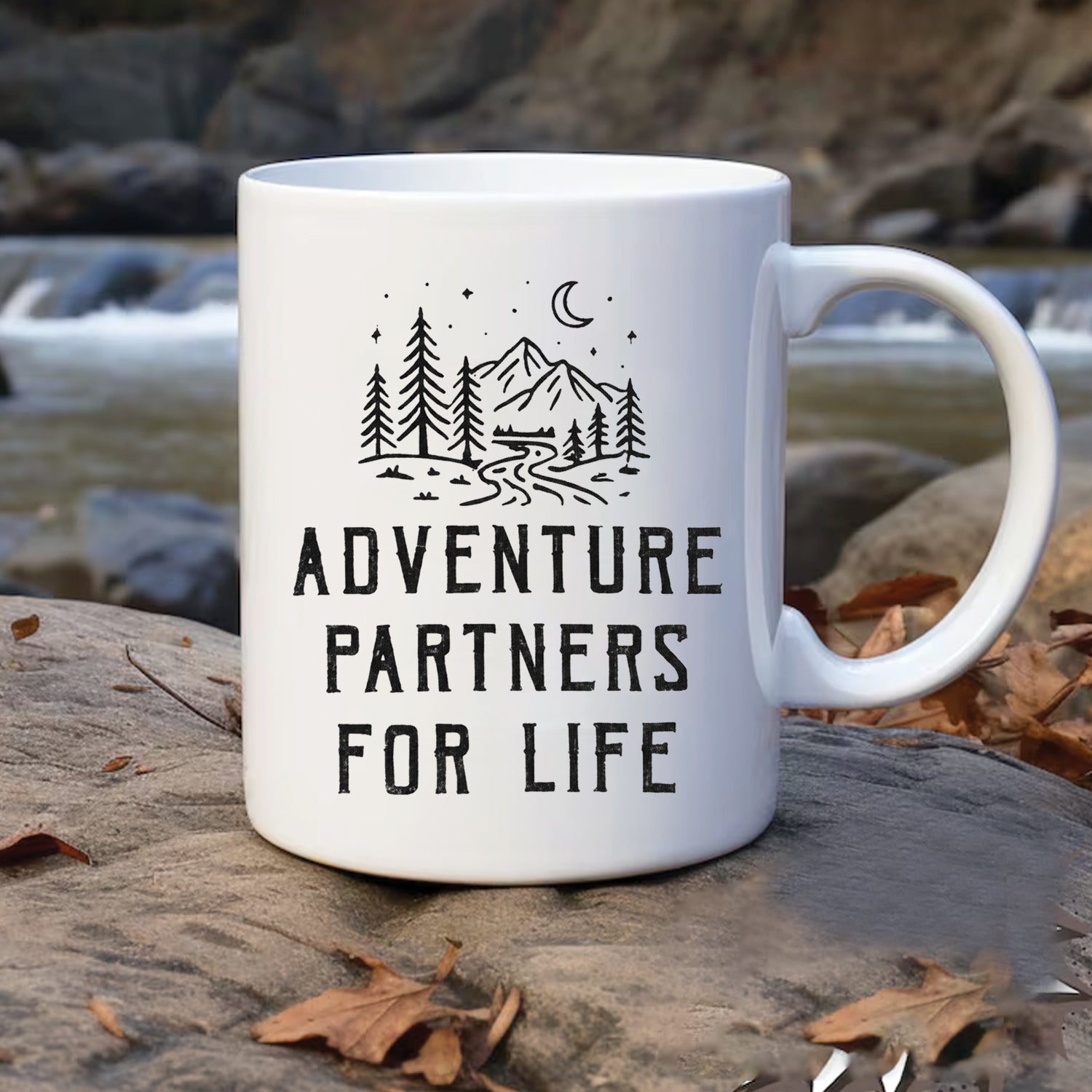 Personalized Adventure Partners for Life Camping Mug – Romantic Couple Coffee Cup, Outdoor Love Gift