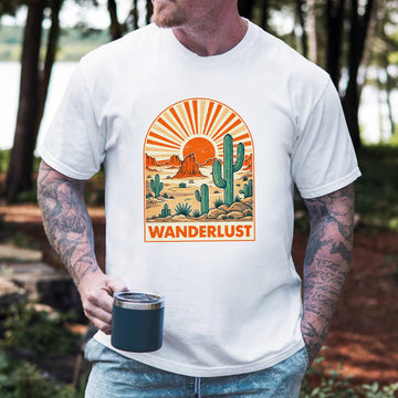 Wanderlust Desert T-Shirt – Vintage Southwest Cactus Graphic Tee for Travel Lovers