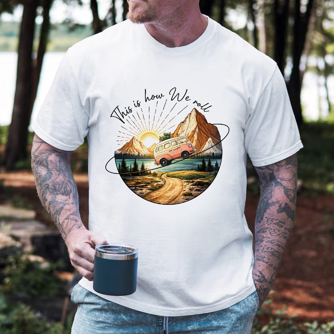 This Is How We Roll Camping T-Shirt – Retro Van Road Trip Tee for Adventure Lovers