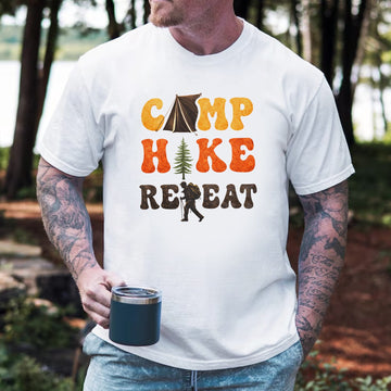 Camp Hike Repeat T-Shirt for Outdoor Lovers – Funny Hiking Camping Shirt, Nature Adventure Gift