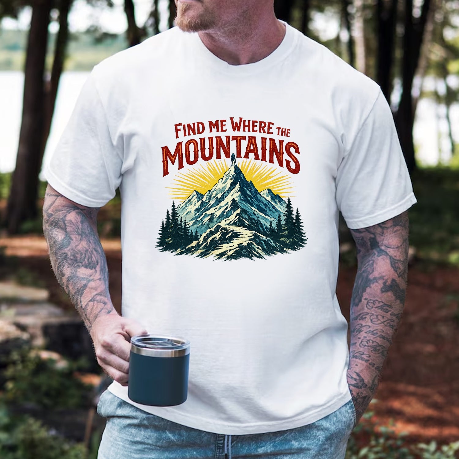 Find Me Where The Mountains T-Shirt – Vintage Mountain Graphic Tee, Hiking Nature Lover Shirt