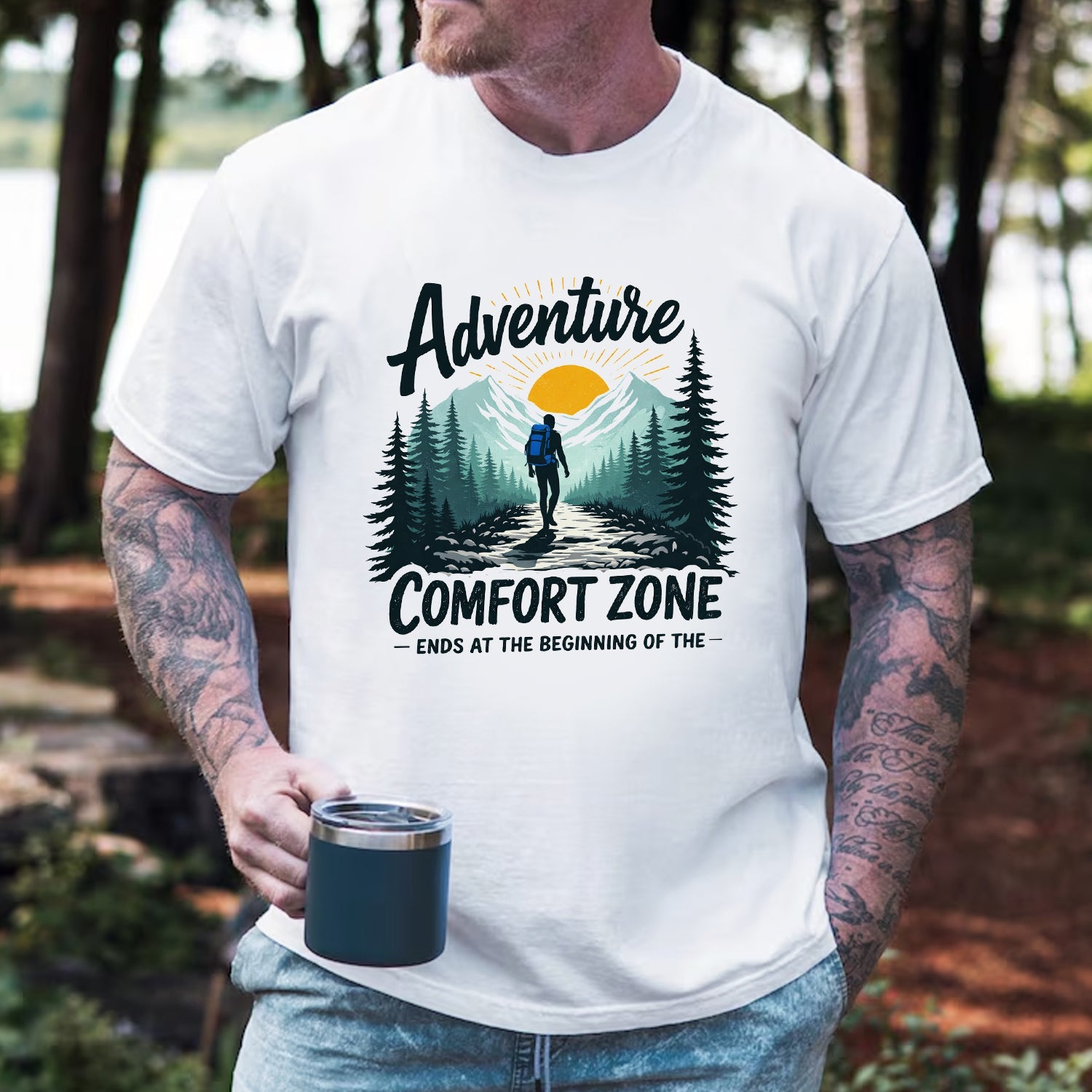 Adventure Comfort Zone T-Shirt – Hiking Motivation Outdoor Tee, Mountain Explorer Nature Shirt