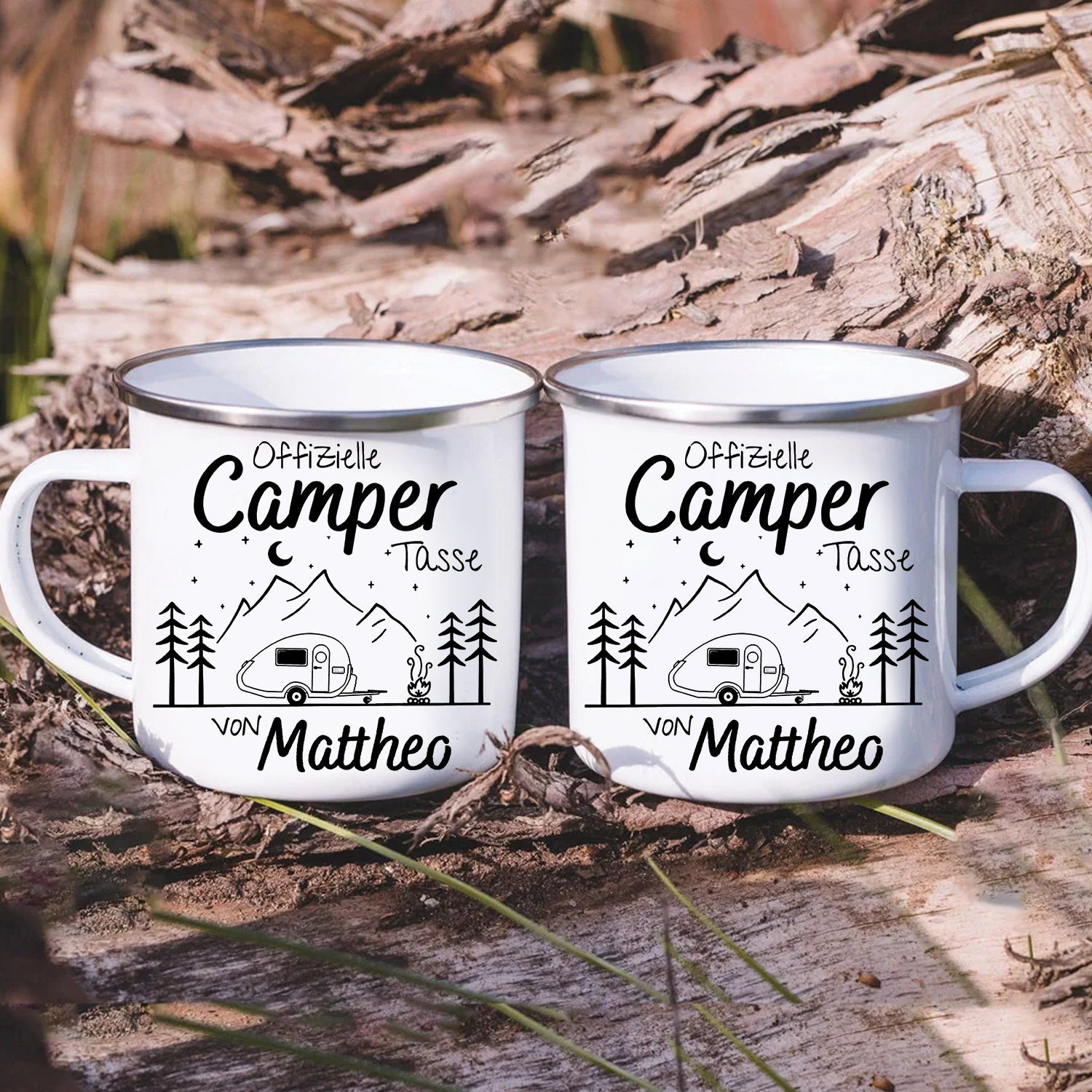Personalized Camping Mug – Custom Name Camper Coffee Cups, Outdoor Couple Gift