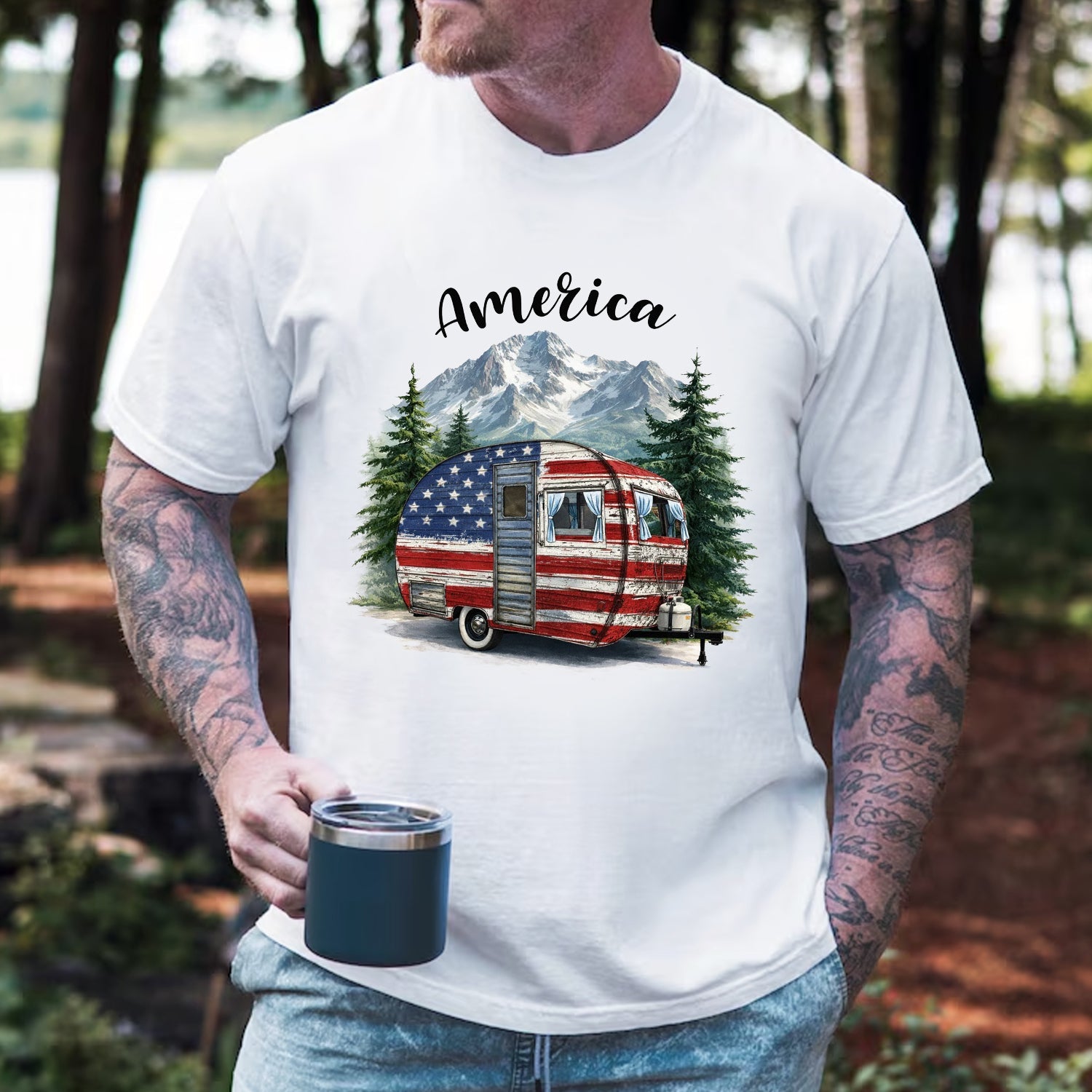 American Freedom Camping – Patriotic RV Adventure T-Shirt