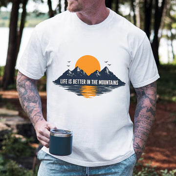 Life Is Better In The Mountains T-Shirt – Minimalist Mountain Sunset Outdoor Tee