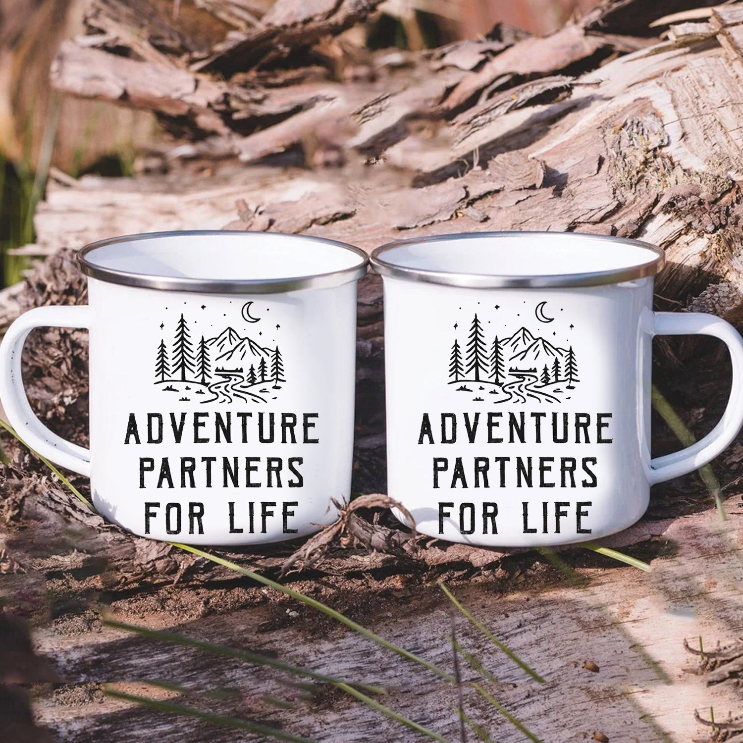 Personalized Adventure Partners for Life Camping Mug – Romantic Couple Coffee Cup, Outdoor Love Gift