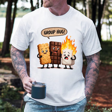 Funny S’mores Camping T-Shirt – Cute Marshmallow Chocolate Cracker Cartoon Graphic Tee, Campfire Humor Shirt, Outdoor Family Camping Apparel