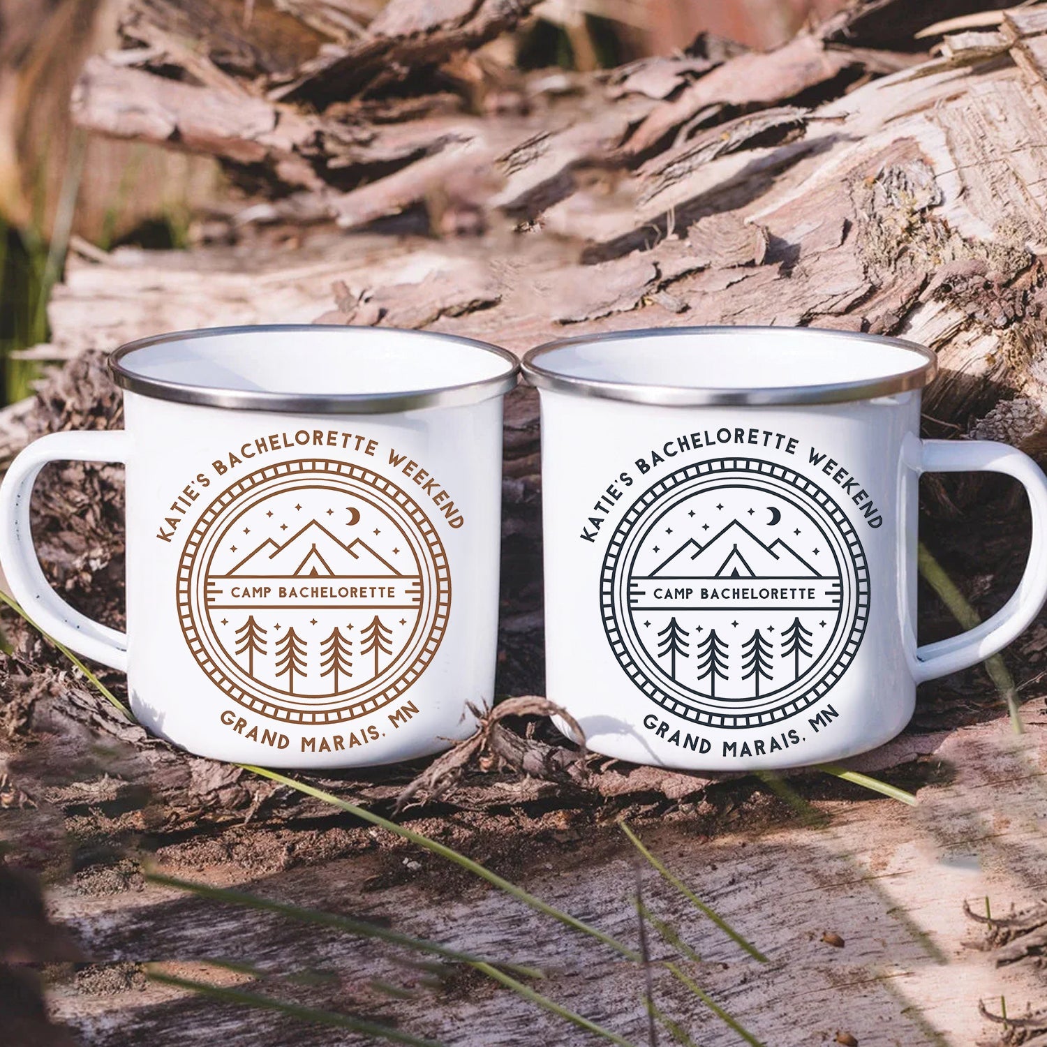Personalized Bachelorette Camping Mug – Custom Camp Bachelorette Coffee Cup, Weekend Party Gift