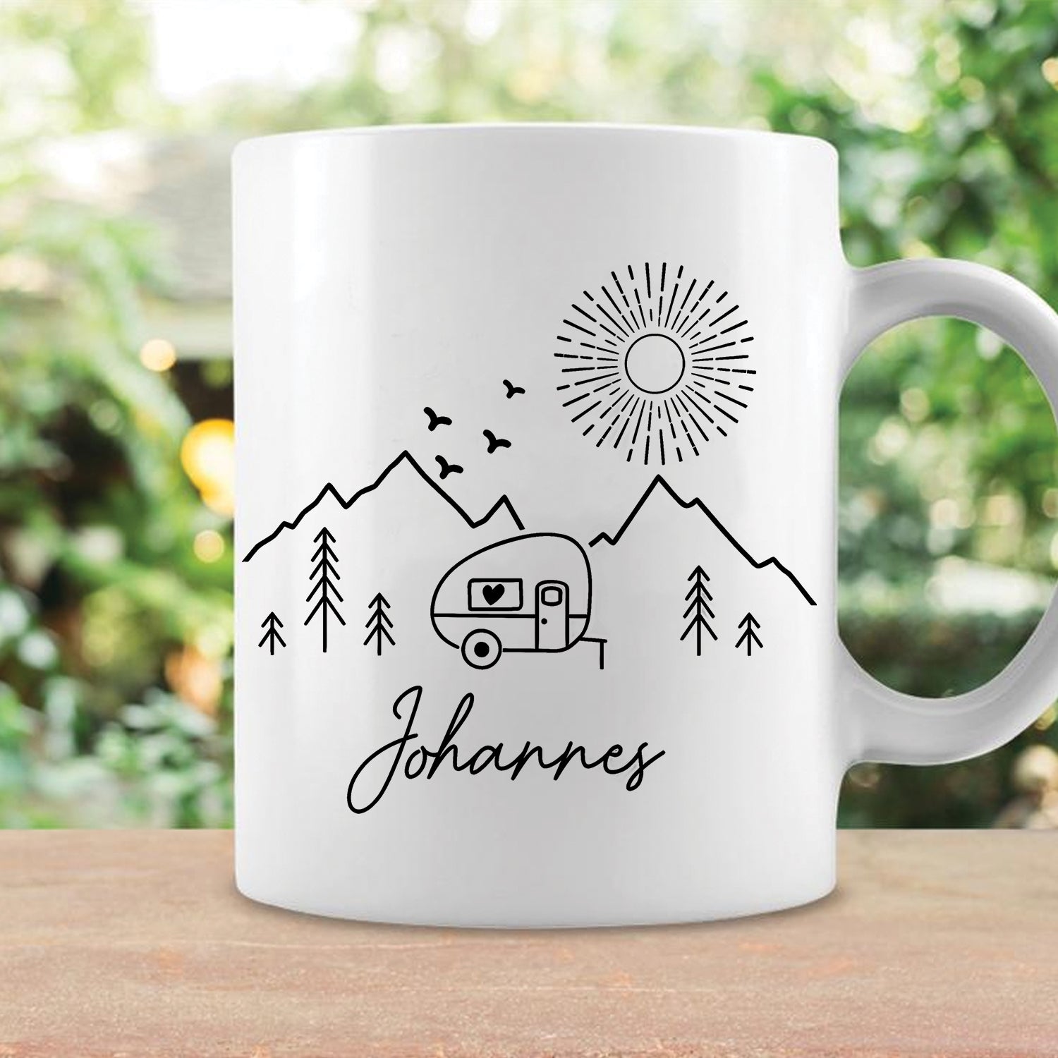 Personalized Camping Mug – Custom Name Enamel Camper Coffee Cup, Outdoor Gift for Camp Lovers