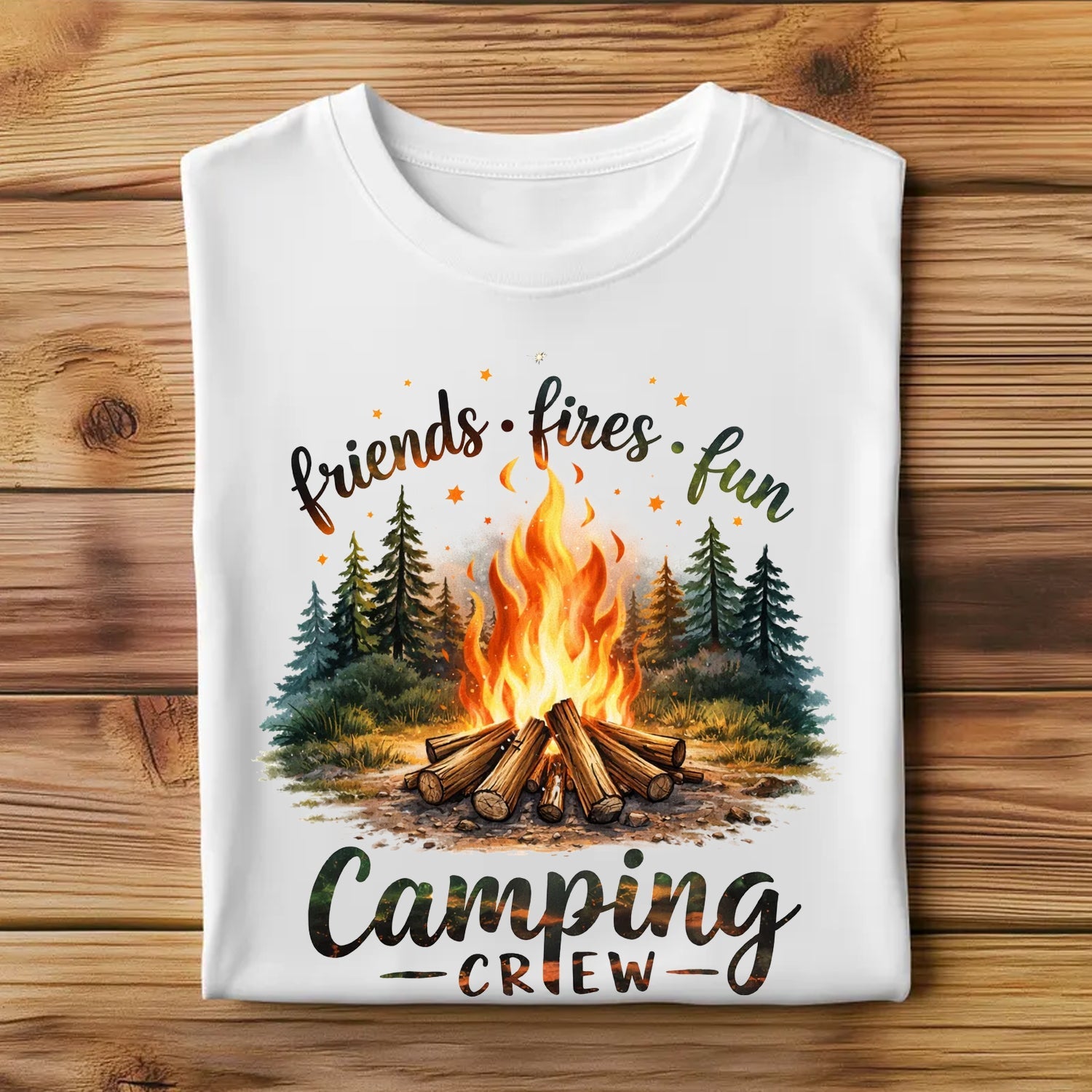 Camping Crew T-Shirt – Friends Fires Fun Campfire Graphic Tee for Outdoor & Camping Lovers