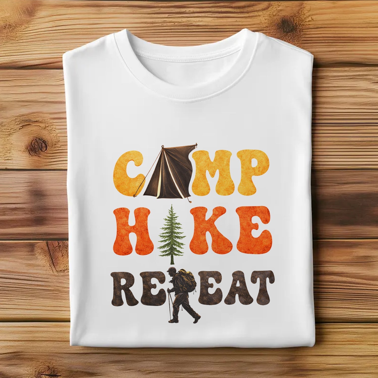 Camp Hike Repeat T-Shirt for Outdoor Lovers – Funny Hiking Camping Shirt, Nature Adventure Gift