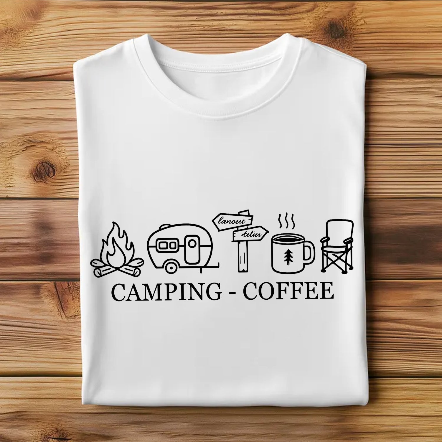 Camping Coffee T-Shirt – Minimal Camping Shirt, Campfire Coffee Lover Gift for Men & Women