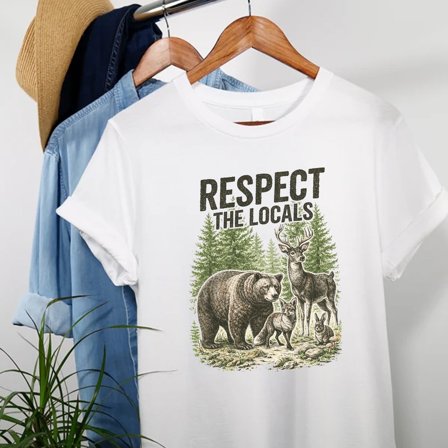 Respect The Locals Shirt - Funny Wildlife Camping Gift Nature Lover Outdoor Hiking Humor Tee