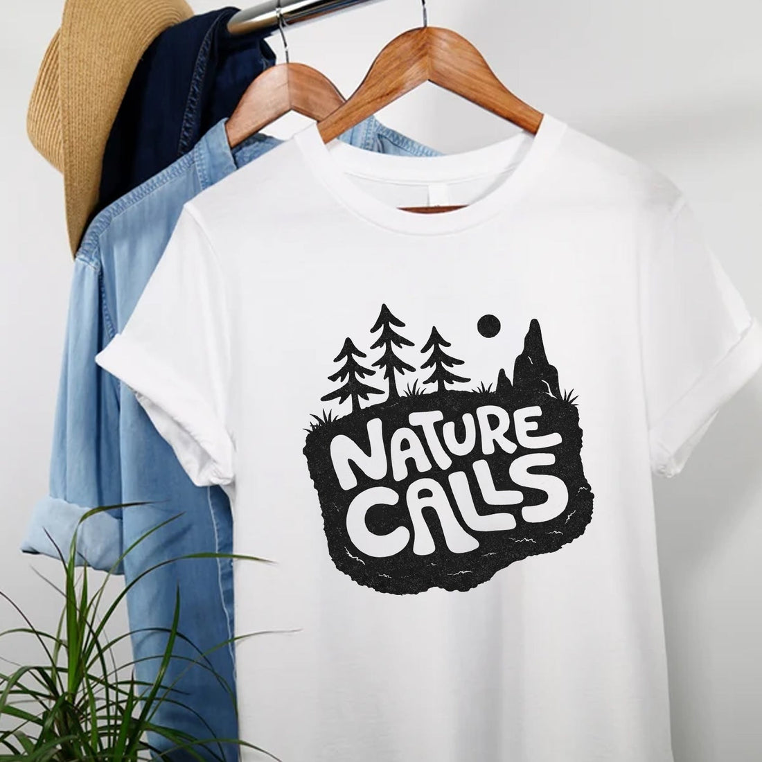 Nature Calls T-Shirt – Minimalist Outdoor Camping Graphic Tee for Nature & Hiking Lovers