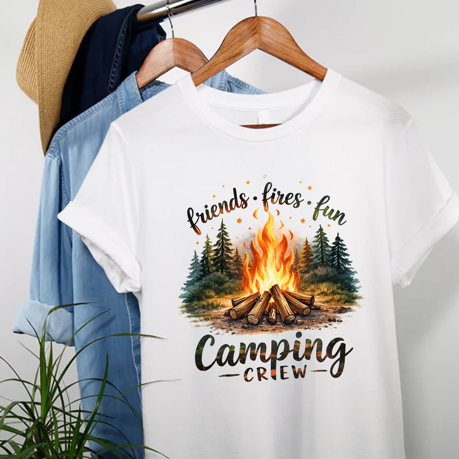 Camping Crew T-Shirt – Friends Fires Fun Campfire Graphic Tee for Outdoor & Camping Lovers
