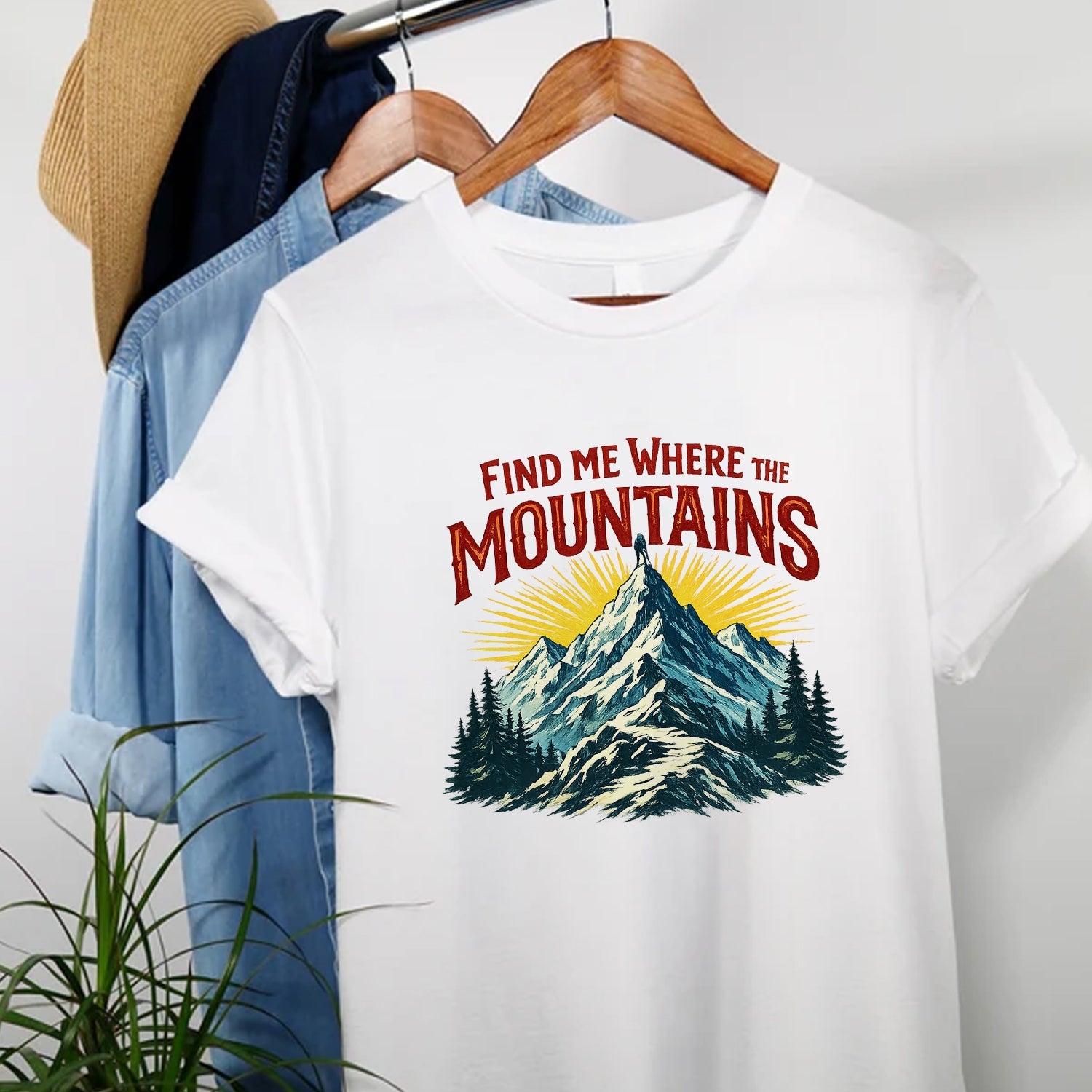Find Me Where The Mountains T-Shirt – Vintage Mountain Graphic Tee, Hiking Nature Lover Shirt