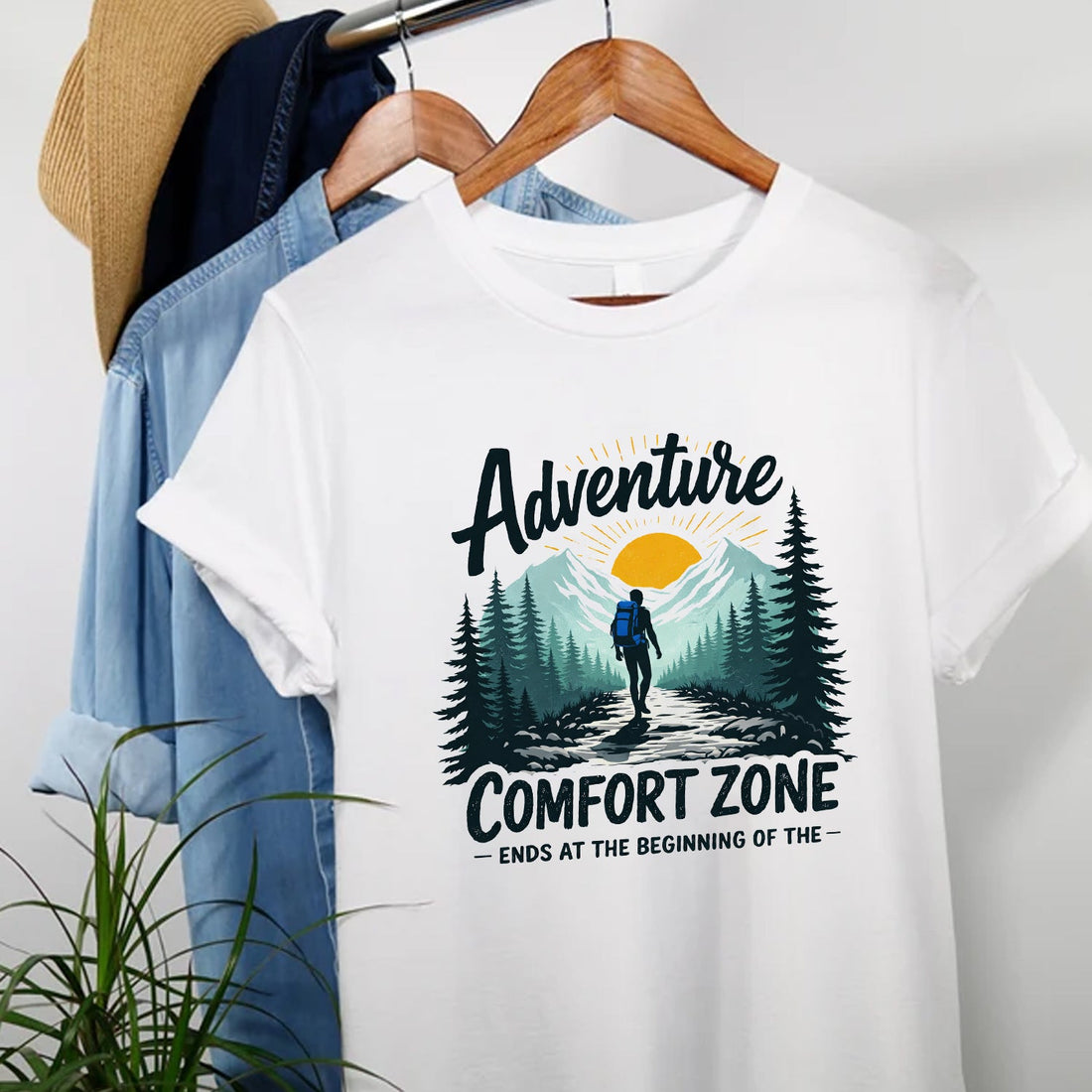 Adventure Comfort Zone T-Shirt – Hiking Motivation Outdoor Tee, Mountain Explorer Nature Shirt