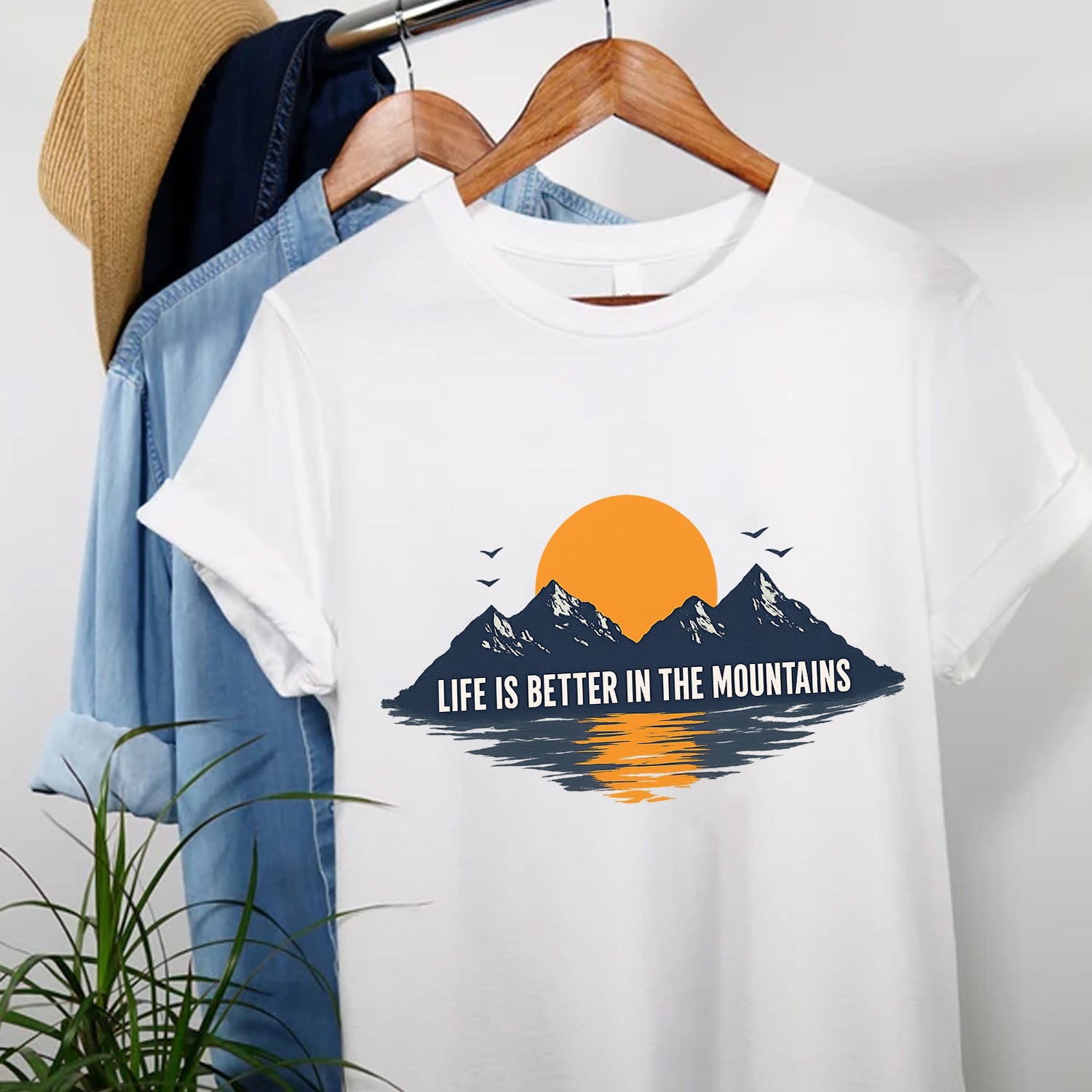 Life Is Better In The Mountains T-Shirt – Minimalist Mountain Sunset Outdoor Tee