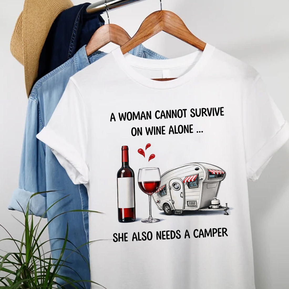 Funny Camper Quote T-Shirt – Vintage Travel Trailer Graphic Tee for Women, Playful Outdoor Humor Shirt, RV Camping Lifestyle Apparel